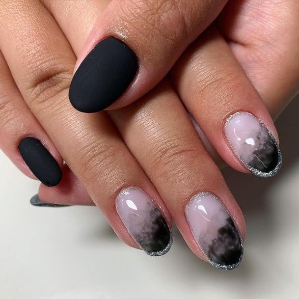 Girl With Stupendous Black Oval Nails
