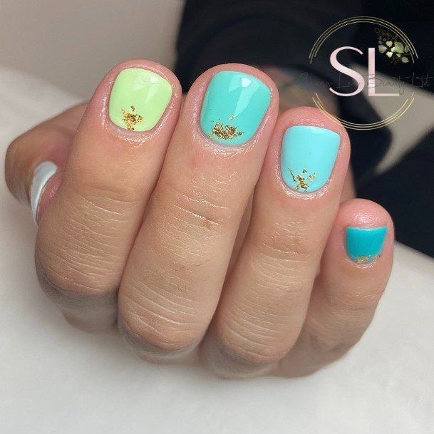 Girl With Stupendous Blue And Green Nails