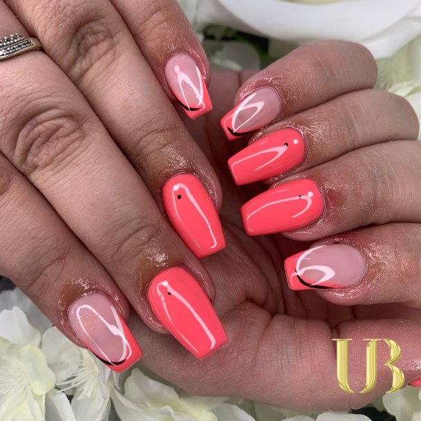 Girl With Stupendous Bright Coral Nails