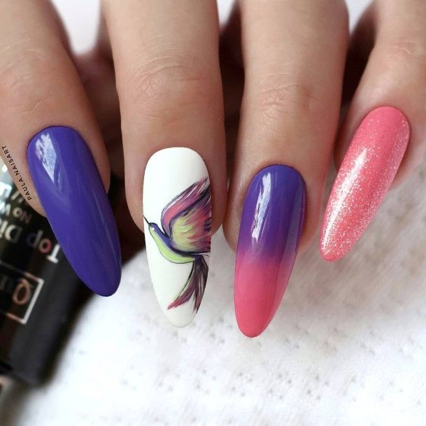 Girl With Stupendous Bright Ombre Nails