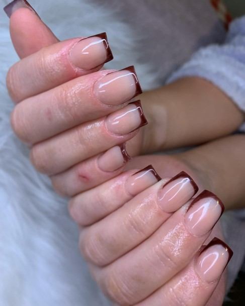 Girl With Stupendous Brown French Tip Nails