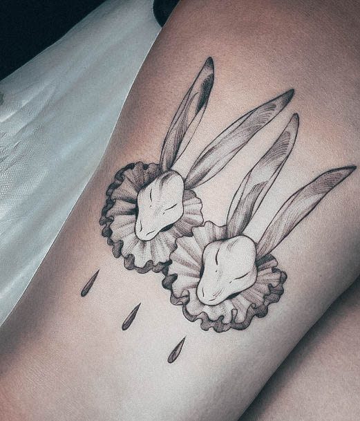 Girl With Stupendous Bunny Rabbit Tattoos