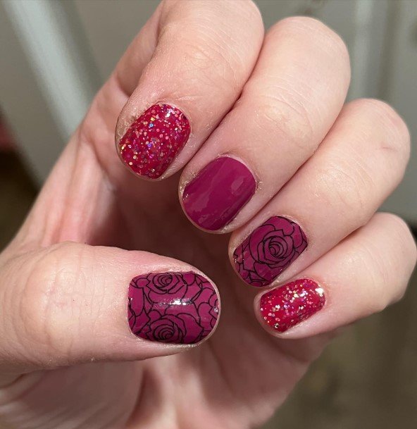 Girl With Stupendous Burgundy Nails