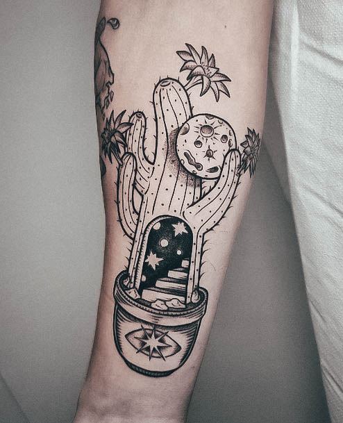 Girl With Stupendous Cactus Tattoos