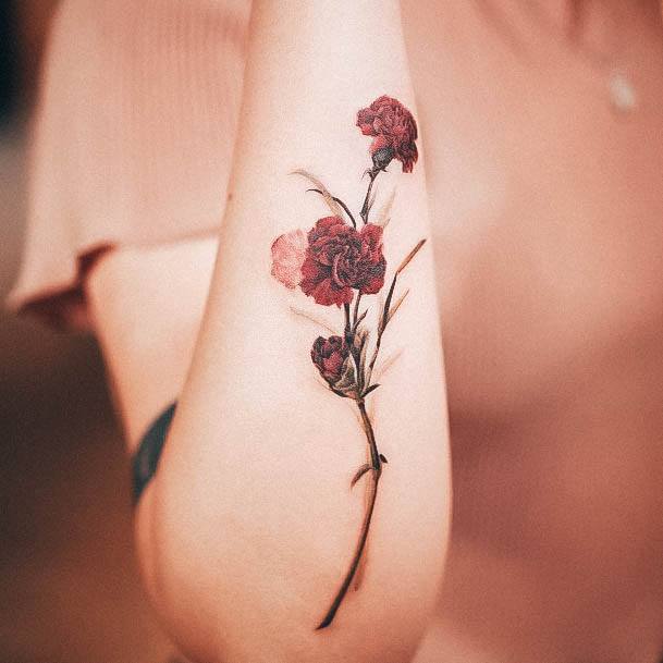 Girl With Stupendous Carnation Tattoos