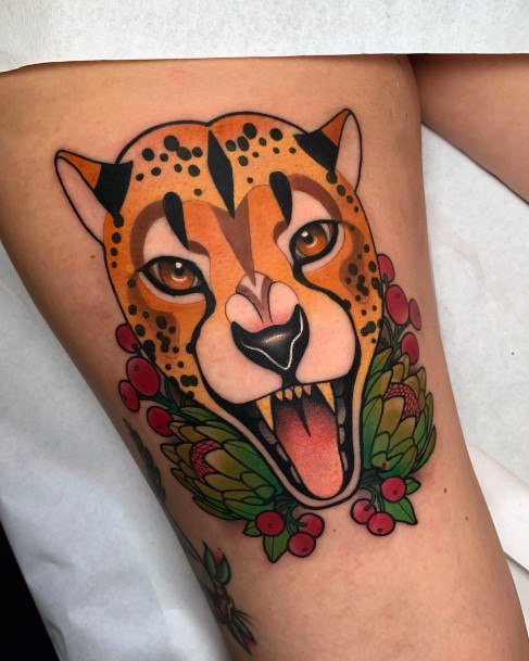 traditional cheetah tattoo