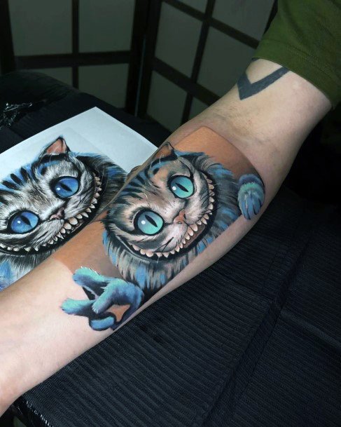 Girl With Stupendous Cheshire Cat Tattoos