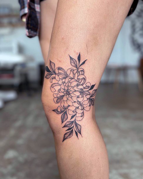 Girl With Stupendous Chrysanthemum Tattoos