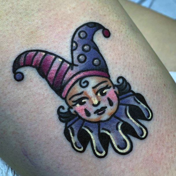 Girl With Stupendous Clown Tattoos