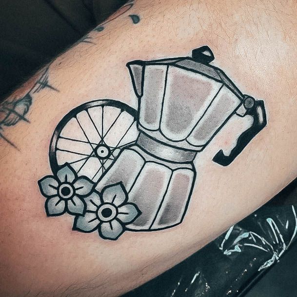 Girl With Stupendous Coffee Pot Tattoos