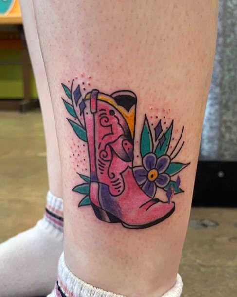 Girl With Stupendous Cowboy Boot Tattoos