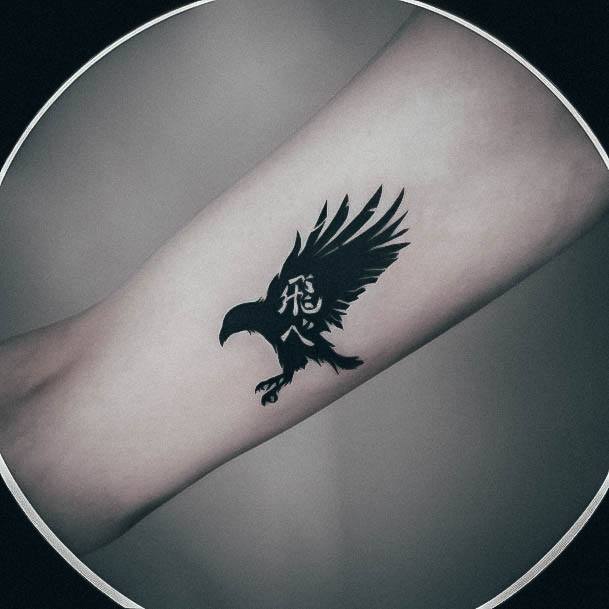 Girl With Stupendous Crow Tattoos