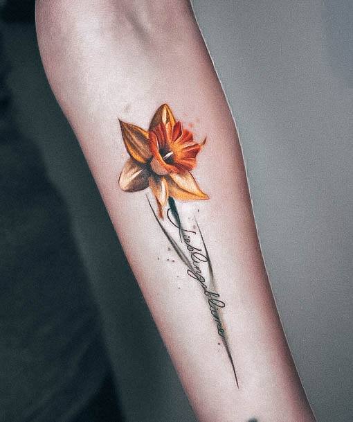 Girl With Stupendous Daffodil Tattoos