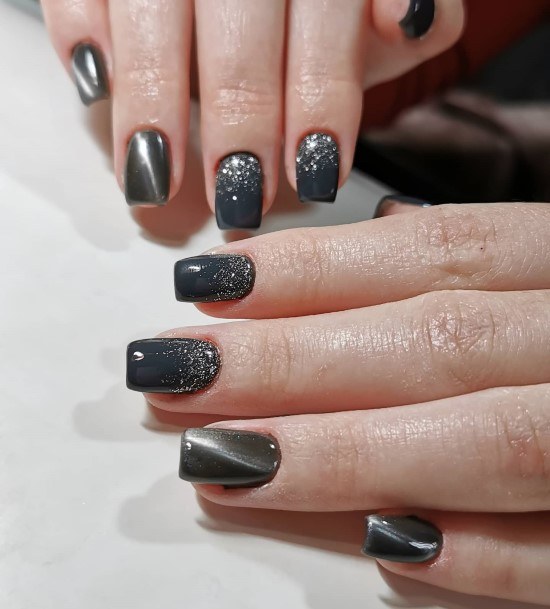 Girl With Stupendous Dark Grey Nails