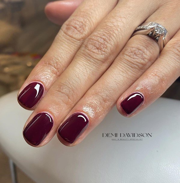 Girl With Stupendous Dark Maroon Nails