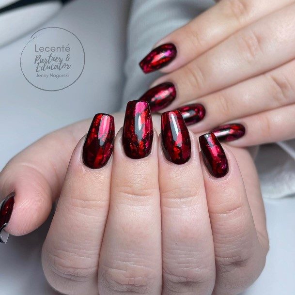 Girl With Stupendous Dark Red Nails