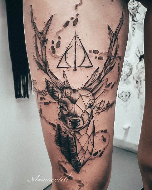 Girl With Stupendous Deathly Hallows Tattoos