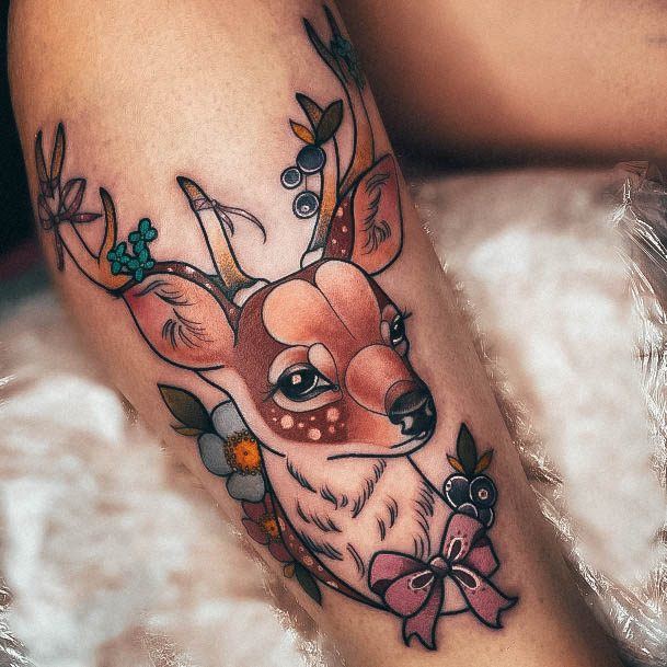 Girl With Stupendous Deer Tattoos