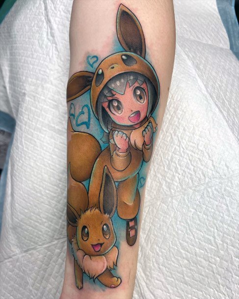 Girl With Stupendous Eevee Tattoos