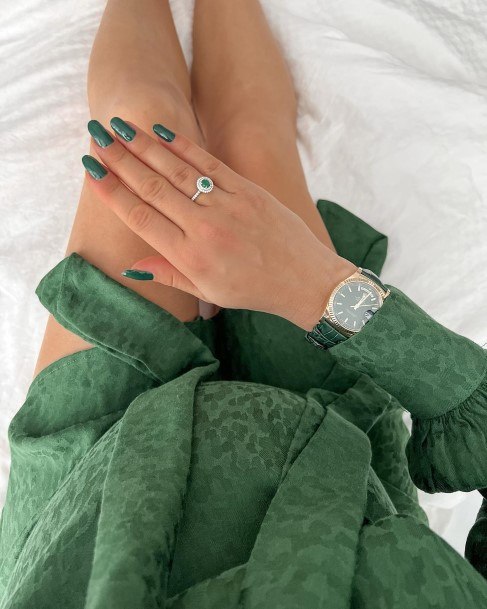 Girl With Stupendous Emerald Green Nails