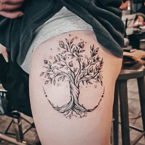 Girl With Stupendous Family Tree Tattoos