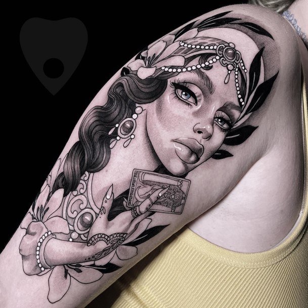 Girl With Stupendous Fortune Teller Tattoos