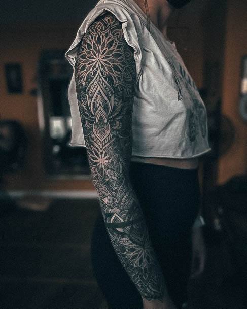 Girl With Stupendous Full Sleeve Tattoos