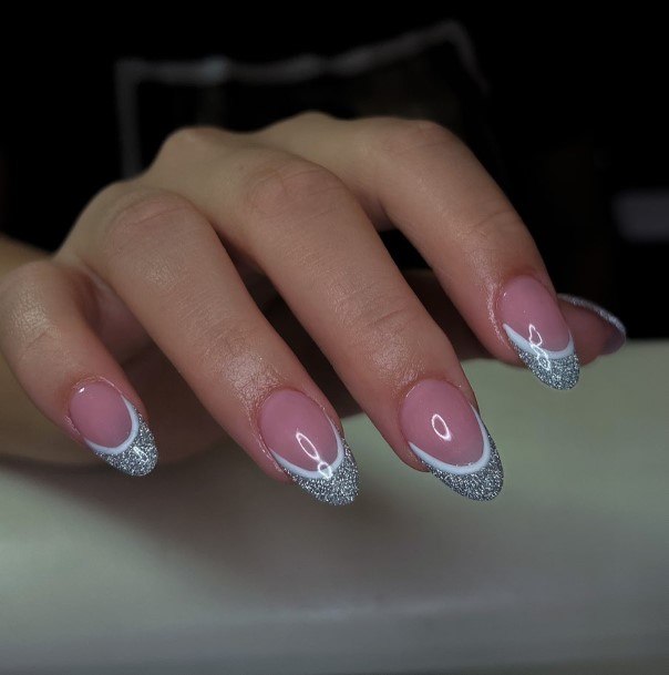 Girl With Stupendous Glitter French Tip Nails