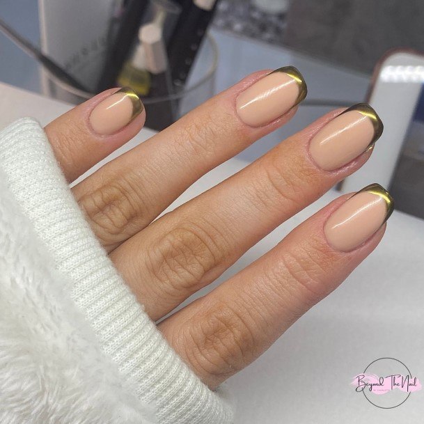 Girl With Stupendous Gold French Tip Nails