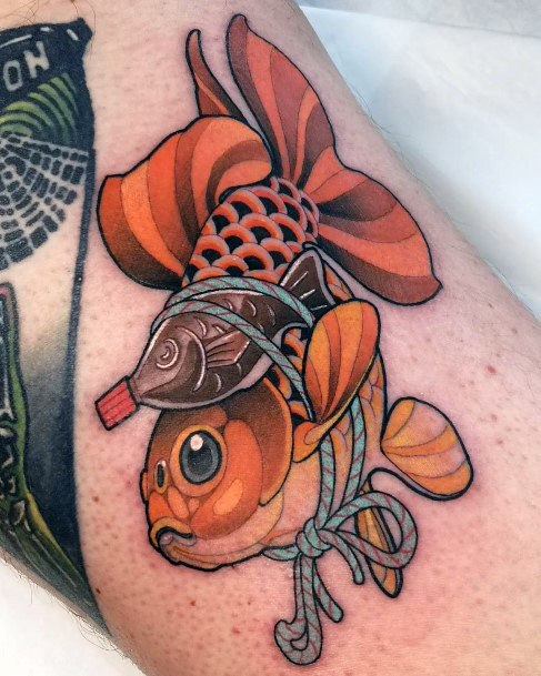 Girl With Stupendous Goldfish Tattoos