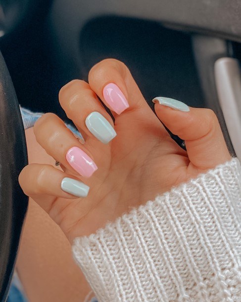 Girl With Stupendous Green And Pink Nails