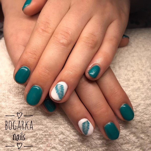 Girl With Stupendous Green And White Nails
