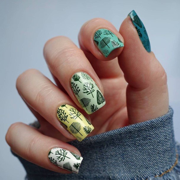 Girl With Stupendous Green And Yellow Nails