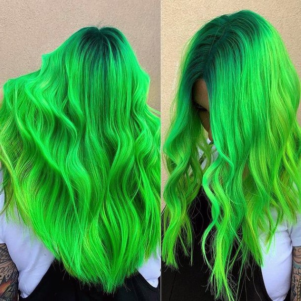 Girl With Stupendous Green Hairstyless