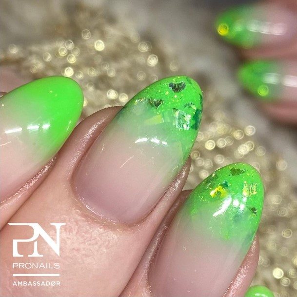 Girl With Stupendous Green Ombre Nails