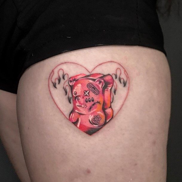 Girl With Stupendous Gummy Bear Tattoos