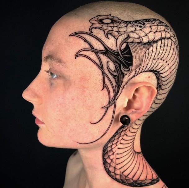 Girl With Stupendous Head Tattoos