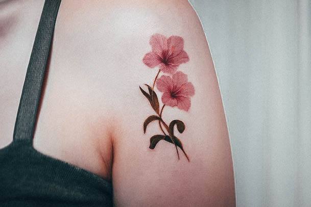 Girl With Stupendous Hibiscus Tattoos