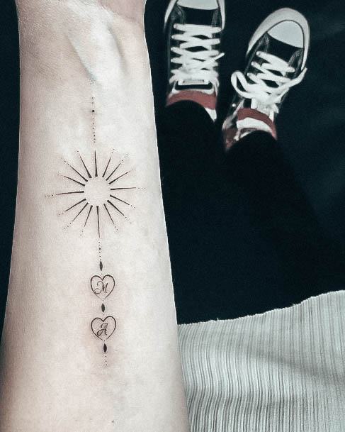 Girl With Stupendous Kids Name Tattoos Geometric