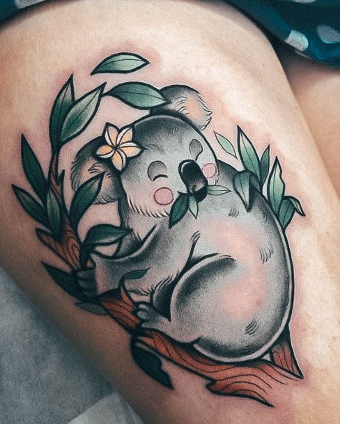 Girl With Stupendous Koala Tattoos