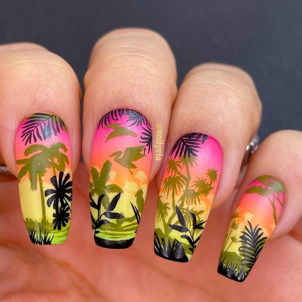 Girl With Stupendous Landscape Nails