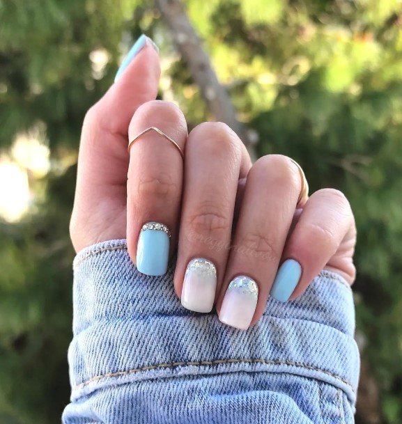 Top 100 Best Light Blue Nails For Women - Fingernail Design Ideas