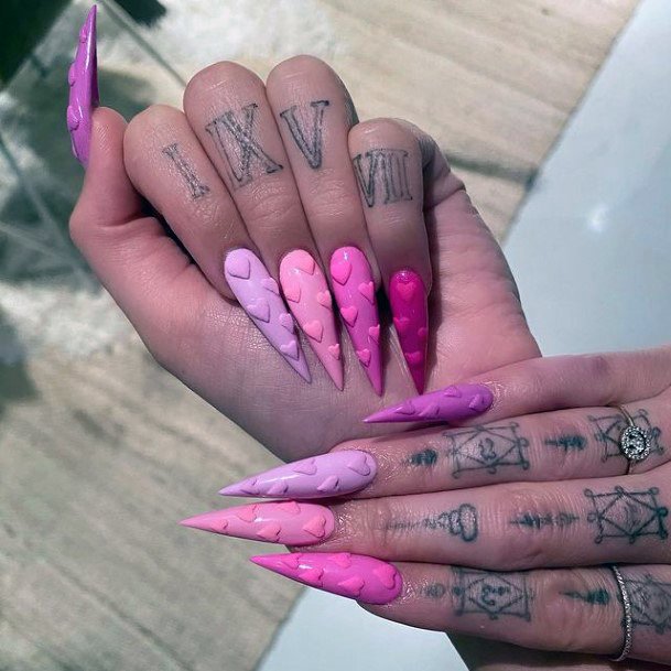 Girl With Stupendous Long Pink Nails