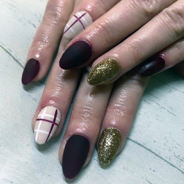 Girl With Stupendous Maroon White Nails