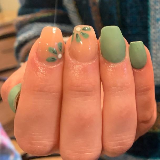 Girl With Stupendous Matte Green Nails