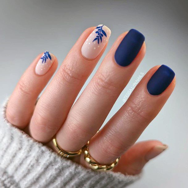 Girl With Stupendous Navy Blue Dress Nails