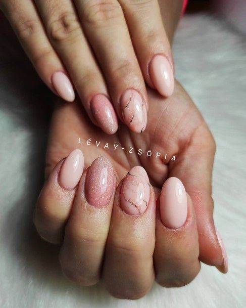 Girl With Stupendous Nude Marble Nails