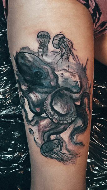 Girl With Stupendous Octopus Tattoos