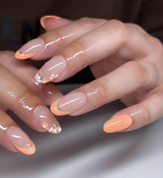 Girl With Stupendous Orange French Tip Nails