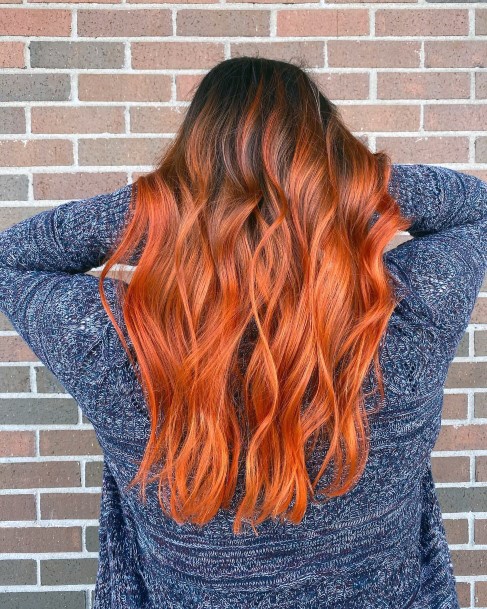 Girl With Stupendous Orange Ombre Hairstyless